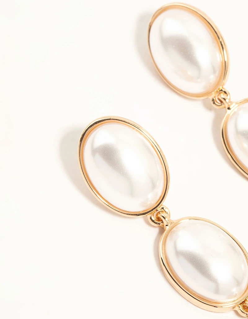 Gold Pearl Drop Earrings
