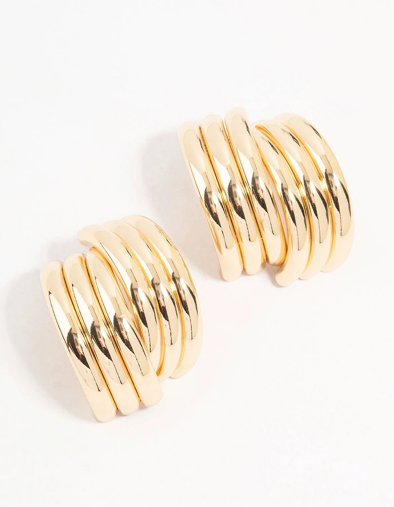 Gold Wrapped Stud Earrings
