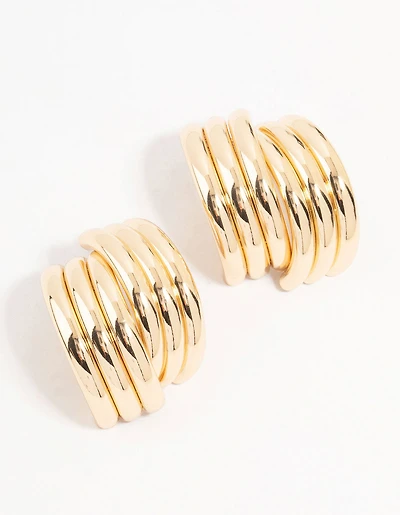 Gold Wrapped Stud Earrings