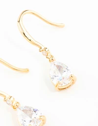 Boucles d'oreilles pendantes en zircon cubique taille poire plaqué or
