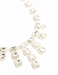 Collier pendentif en diamant argenté