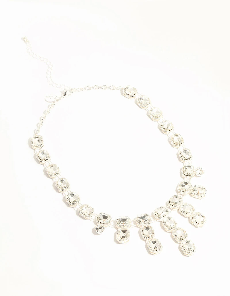 Collier pendentif en diamant argenté