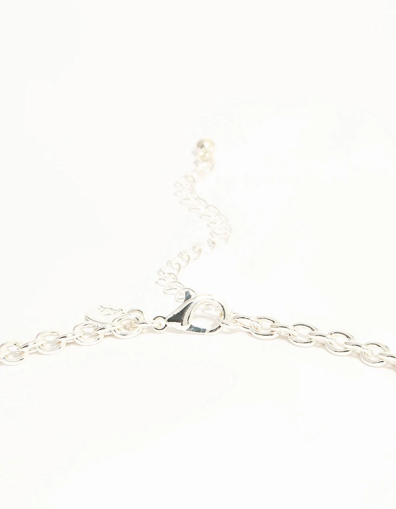 Collier pendentif en diamant argenté