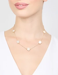 Gold Cubic Zirconia Flower Necklace