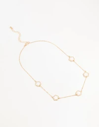 Gold Cubic Zirconia Flower Necklace