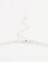 Silver Cubic Zirconia Pointed Earrings & Necklace Set