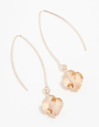 Rose Gold Fine Flower Drop Earrings