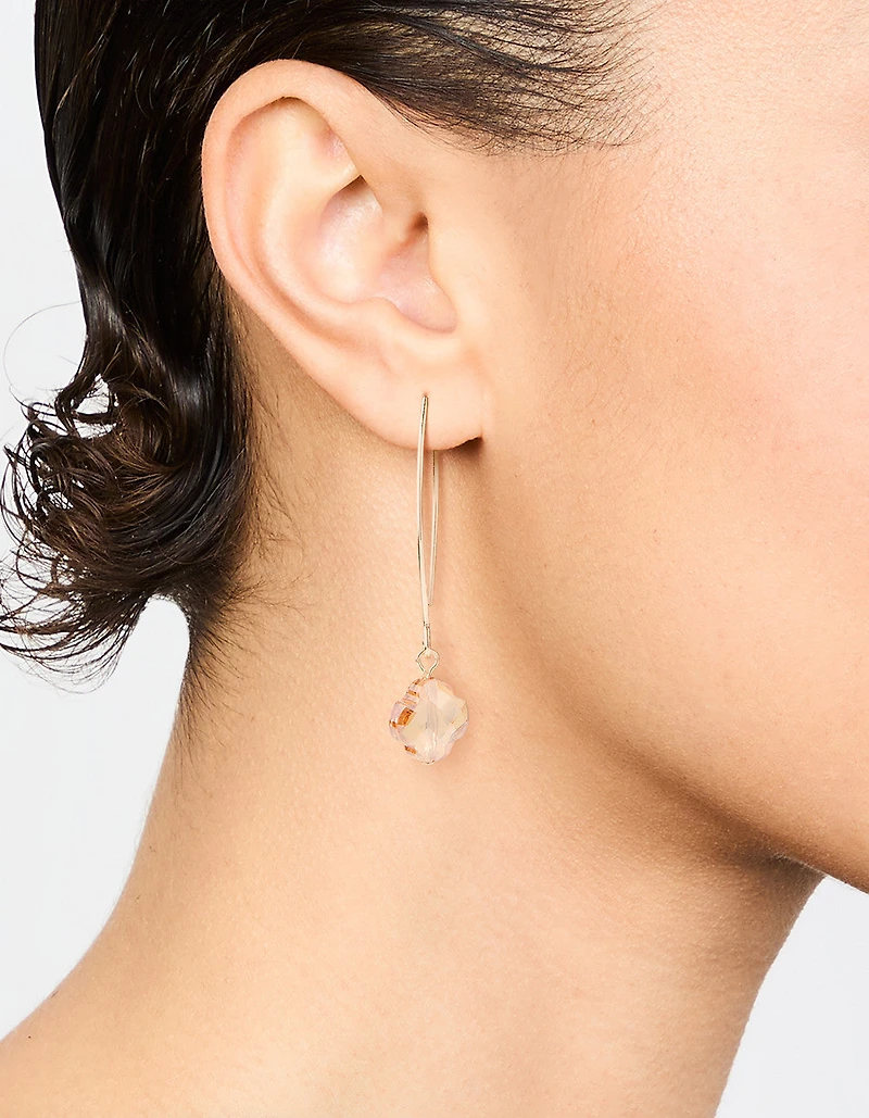 Rose Gold Fine Flower Drop Earrings