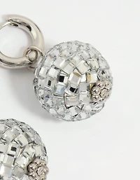 Silver Disco Ball Drop Earrings