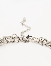 Silver Layered Heart Charm Necklace