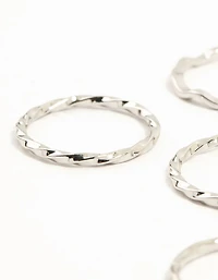 Silver Plated Gothic Cross & Twisted Stacking Rings 12-Pack