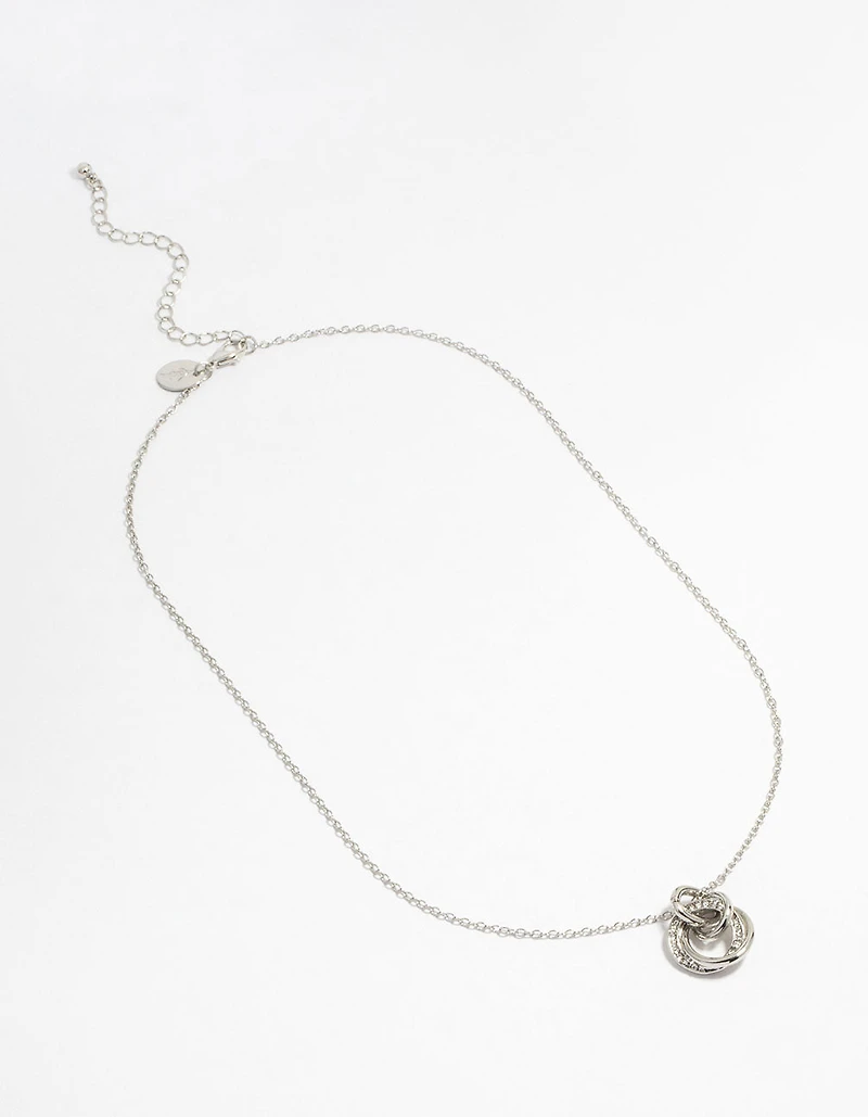 Collier pendentif en diamants argentés avec un lien circulaire