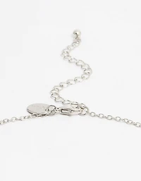 Collier pendentif en diamants argentés avec un lien circulaire