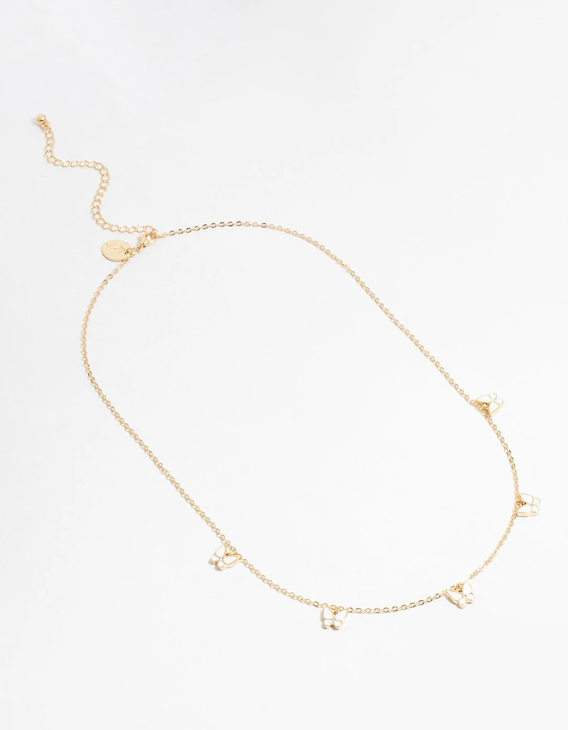 Gold Butterfly Station Necklace