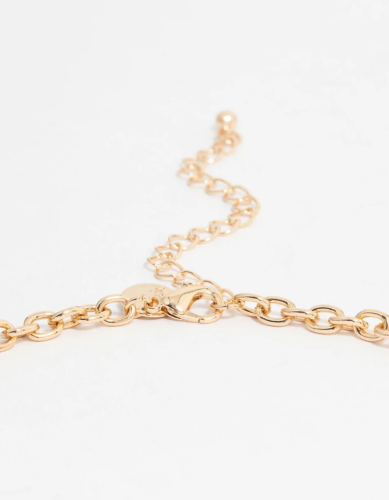 Gold Bow & Cross Charm Necklace