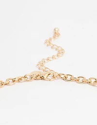 Gold Bow & Cross Charm Necklace