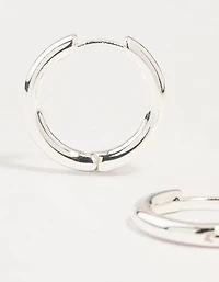Silver Round Medium Huggie Earrings