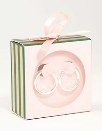 Silver Round Medium Huggie Earrings