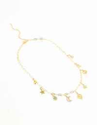 Gold Plated Celestial Charm Necklace