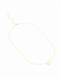 Gold Plated Brass Cubic Zirconia Hollow Flower Necklace