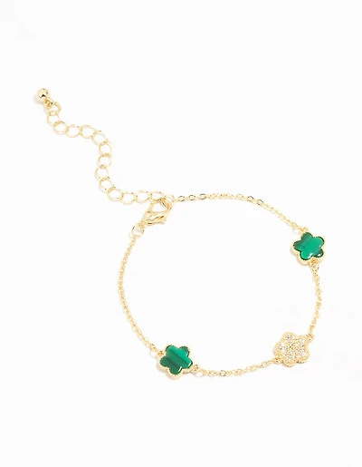 Gold Plated Trio Flower Bracelet