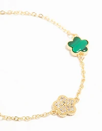 Gold Plated Trio Flower Bracelet