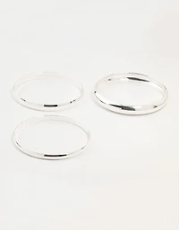 Silver Thick Bangles 3-Pack