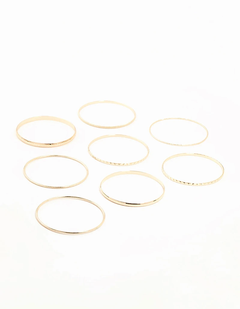 Gold Mixed Textured Bangles 8-Pack