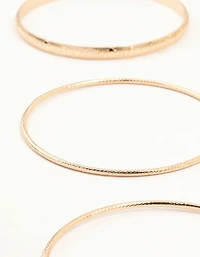 Gold Mixed Textured Bangles 8-Pack