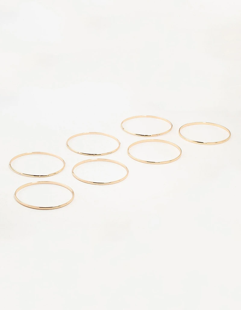 Gold Diamante Inlay & Clean Bangles 7-Pack