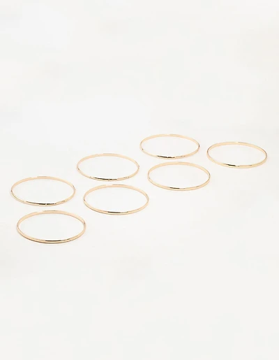 Gold Diamante Inlay & Clean Bangles 7-Pack