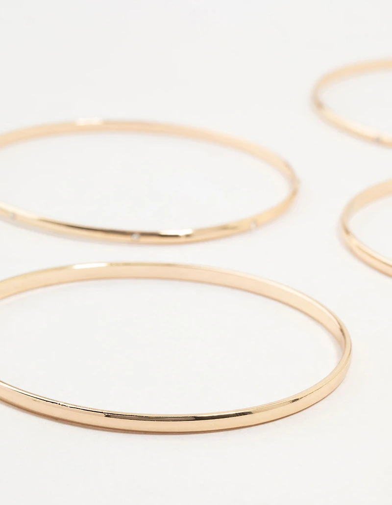 Gold Diamante Inlay & Clean Bangles 7-Pack