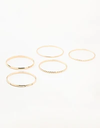 Gold Diamante & Textured Bangles 5-Pack