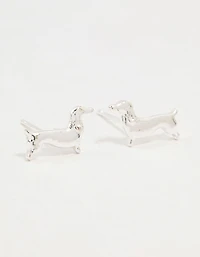 Silver Dachshund Stud Earrings