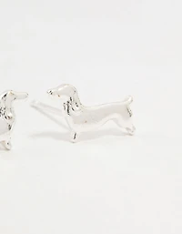 Silver Dachshund Stud Earrings