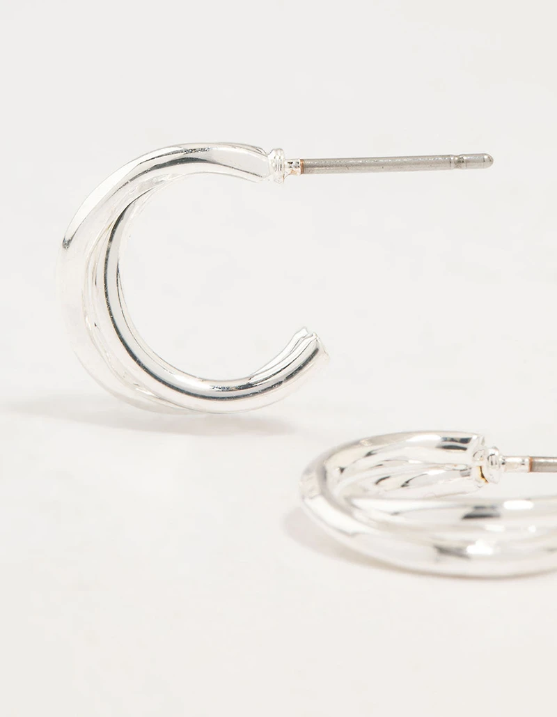 Silver Twisted Double Rope Huggie Earrings