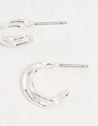 Silver Twisted Double Rope Huggie Earrings