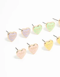 Gold Candy Hearts Stud Earrings 8-Pack
