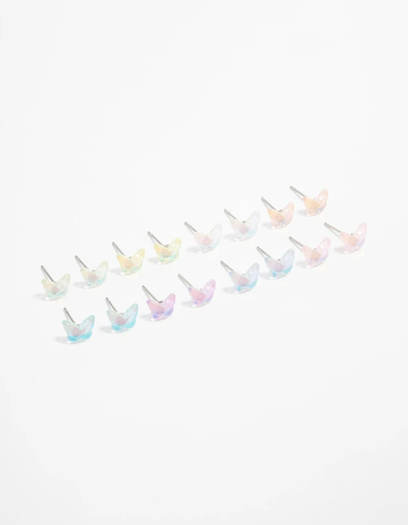 Acrylic Basic Butterfly Stud Earrings 8-Pack