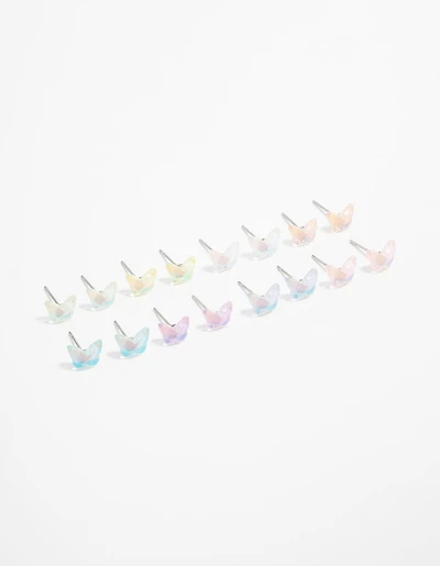 Acrylic Basic Butterfly Stud Earrings 8-Pack