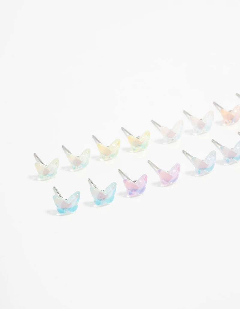 Acrylic Basic Butterfly Stud Earrings 8-Pack