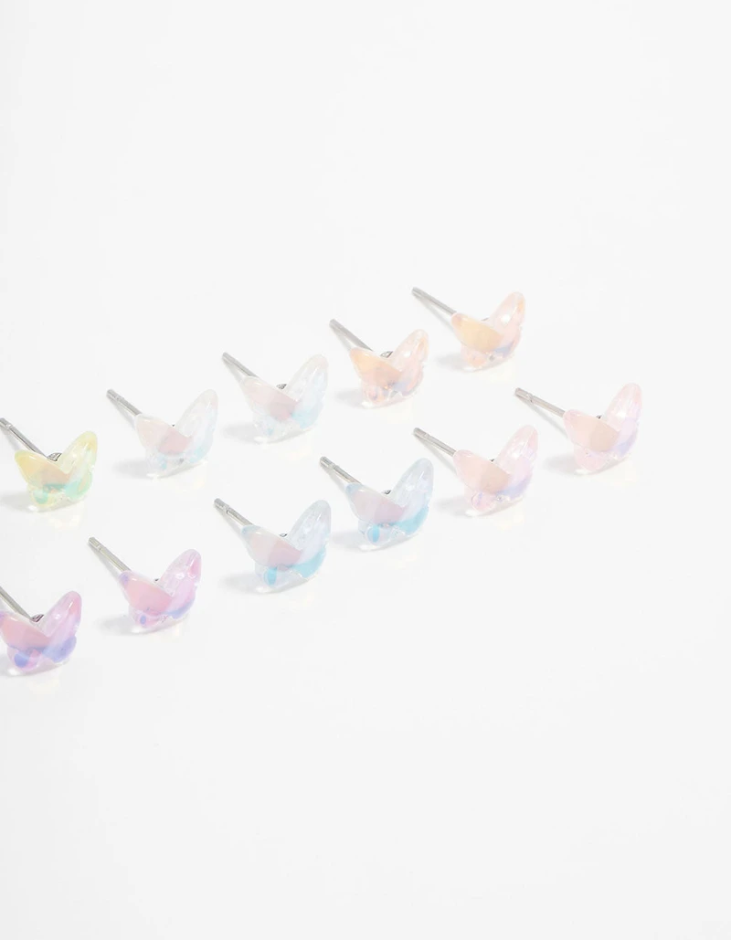 Acrylic Basic Butterfly Stud Earrings 8-Pack