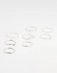 Silver Thin Mixed Stacking Rings 8-Pack
