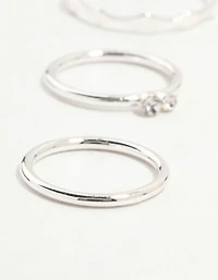 Silver Thin Mixed Stacking Rings 8-Pack