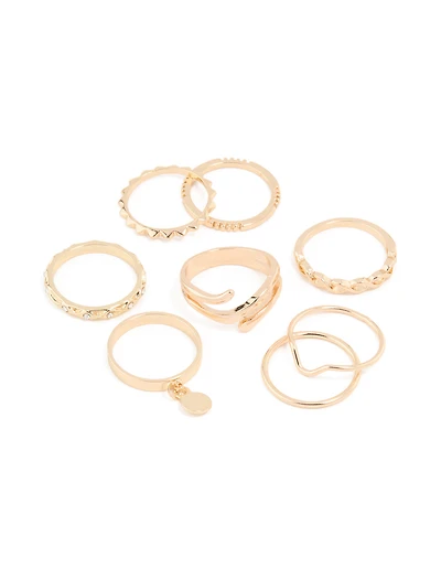 Gold Swirl Mixed Stacking Rings 8-Pack