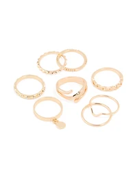 Gold Swirl Mixed Stacking Rings 8-Pack
