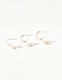 Rose Gold Graduated Clean Huggie Earrings 3-Pack