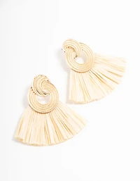 Boucles d’oreilles en éventail en rafhia en or