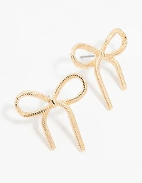 Gold Snake Bow Stud Earrings