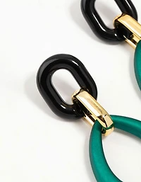 Boucles d’oreilles ovalées à maillons dorées bleues en forme de goutte d’eau